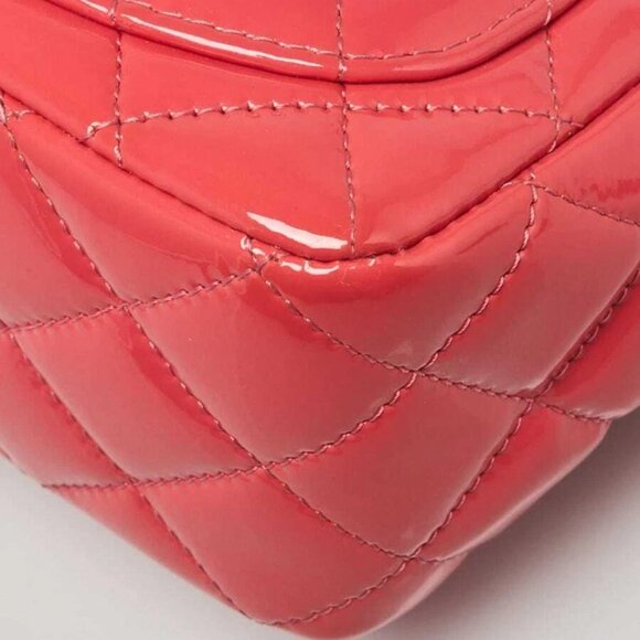 Chanel Pink Quilted Patent Leather Classic Square Mini Flap Bag - Picture 11 of 11